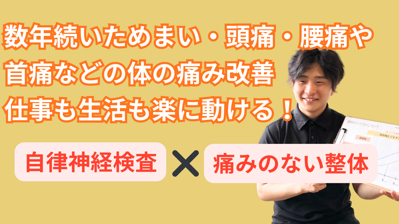 数年続いためまい・頭痛・腰痛や首痛の体の痛みは自律神経と体を整えて改善へLP画像
